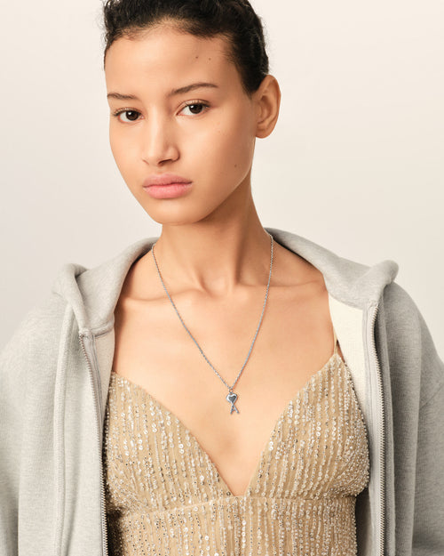                                     Collier argenté en laiton Ami de Coeur martelé - 3                                 - Ami Paris
