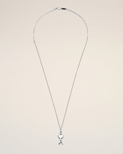                                 Collier argenté en laiton Ami de Coeur martelé - 3                             - Ami Paris