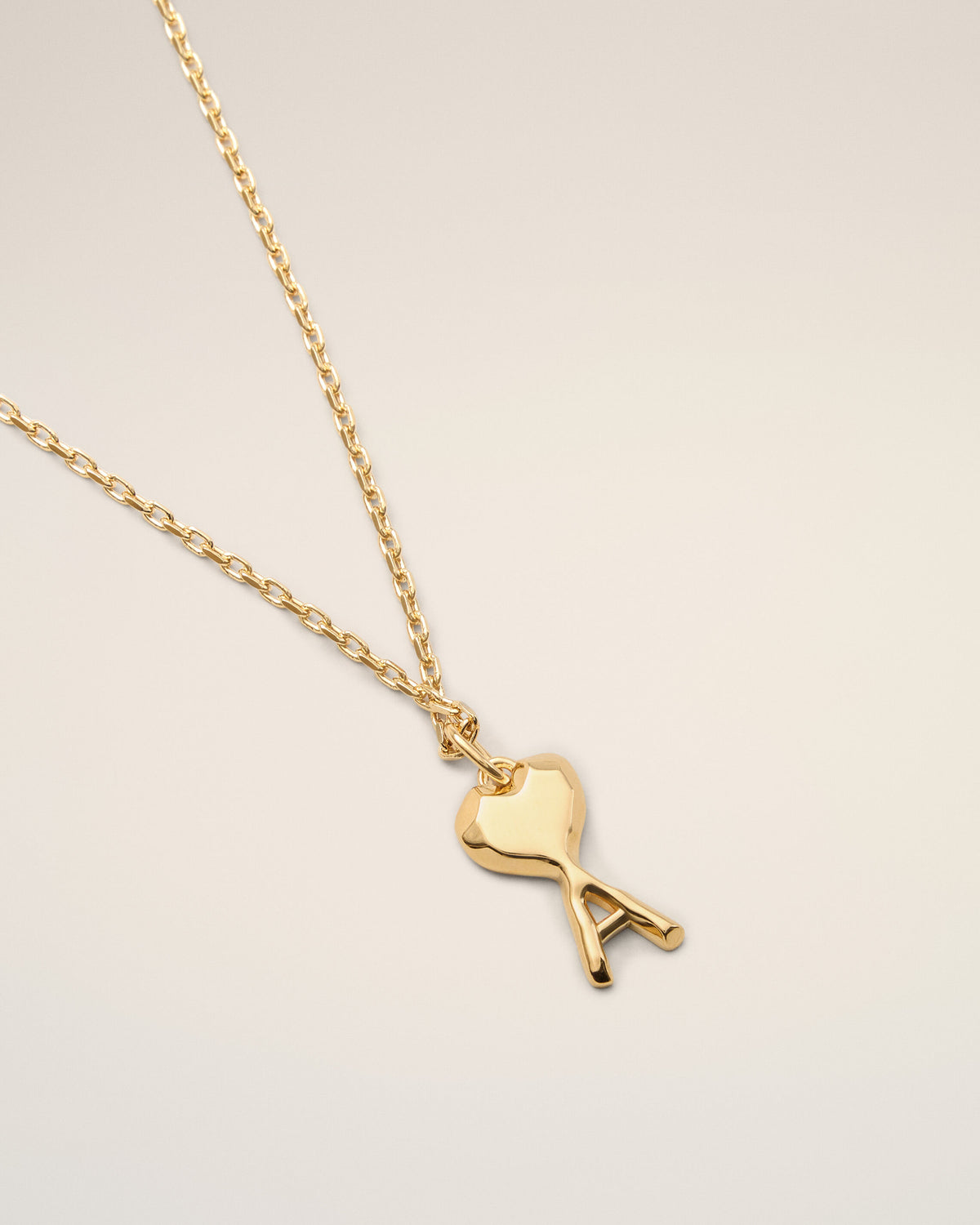 Gold Brass Thin Hammered Ami De Coeur Necklace - 6