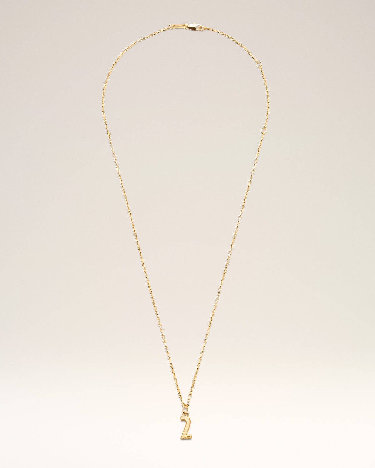 Gold Brass Hammered "2" Pendant Necklace - 5