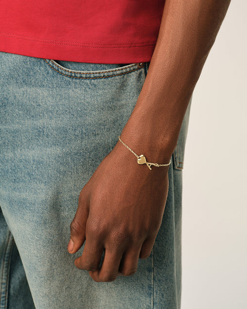 Gold Brass Thin Hammered Ami De Coeur Bracelet - Man - 2 - AMI Paris - Ami Paris