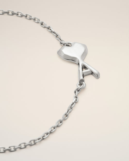 Silver brass bracelet with hammered Ami de Coeur - Man - 3 - AMI Paris - Ami Paris