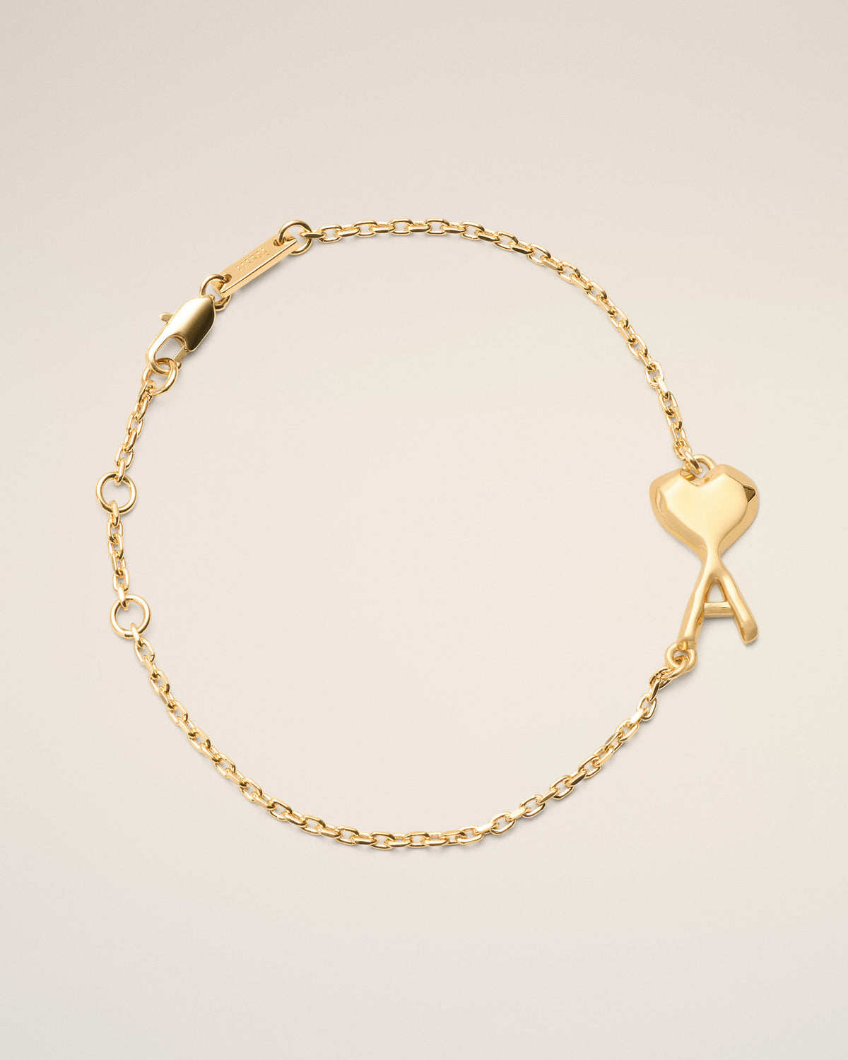 Gold Brass Thin Hammered Ami De Coeur Bracelet - 4