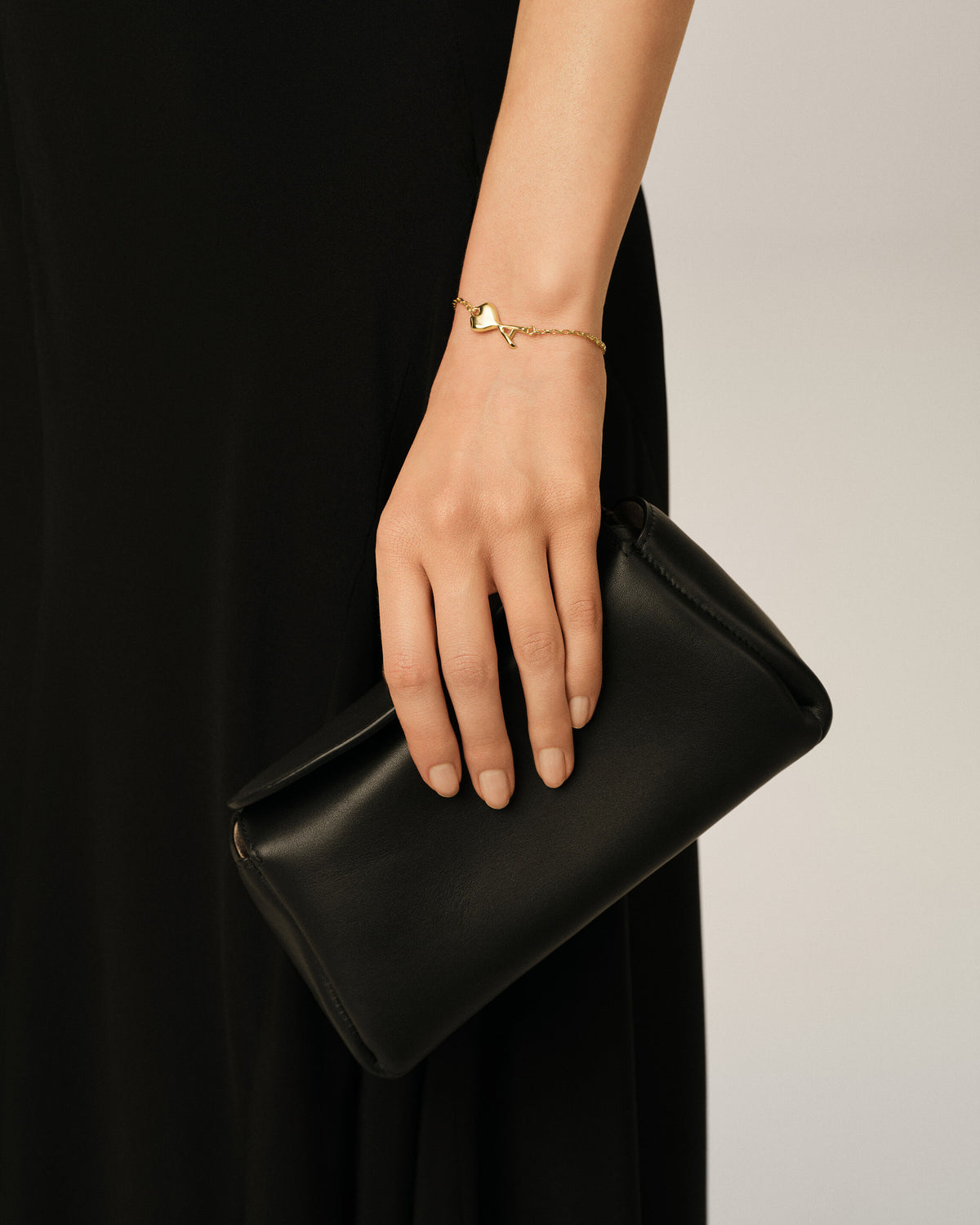 Gold Brass Thin Hammered Ami De Coeur Bracelet - 5