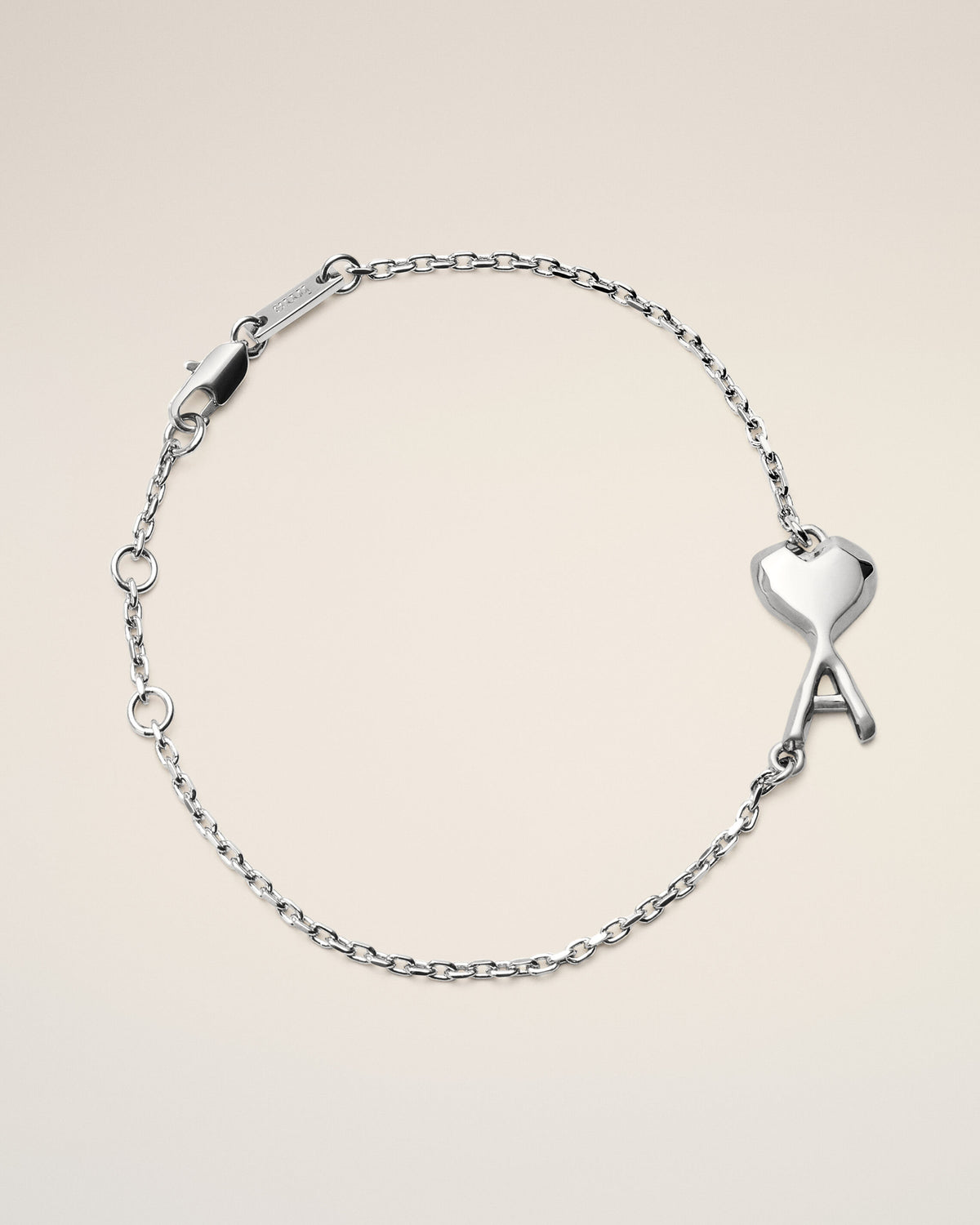Silver brass bracelet with hammered Ami de Coeur - 4