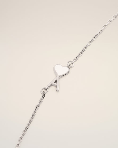 Collar Ami de Cœur martillado de latón plateado - Mujer - 6 - AMI Paris - Ami Paris