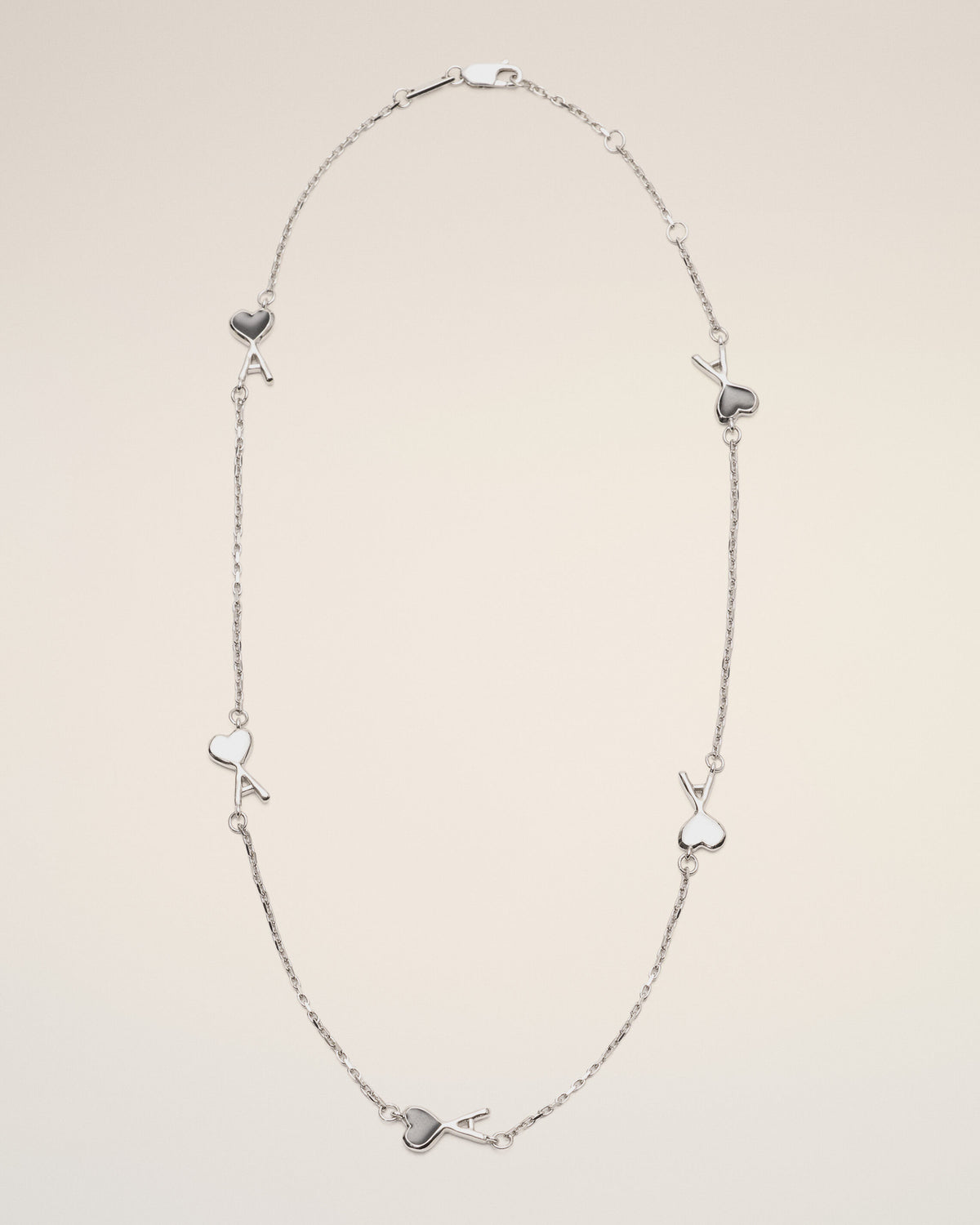 Collar Ami de Cœur martillado de latón plateado - 4