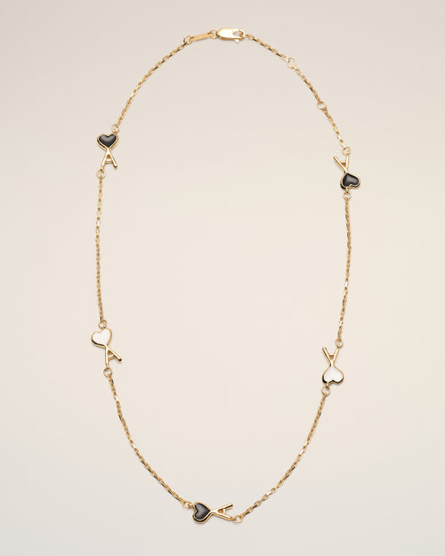 Collar Ami de Cœur martillado de latón dorado - ORO/NEGRO/BLANCO CREMA - Ami Paris