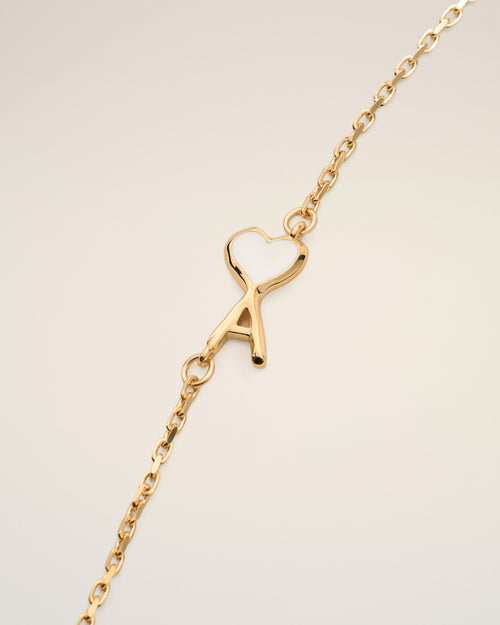 Gold brass necklace with hammered Ami de Coeur - Man - 3 - AMI Paris - Ami Paris