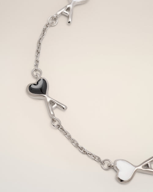 Silver brass bracelet with hammered Ami de Coeur - Man - 3 - AMI Paris - Ami Paris
