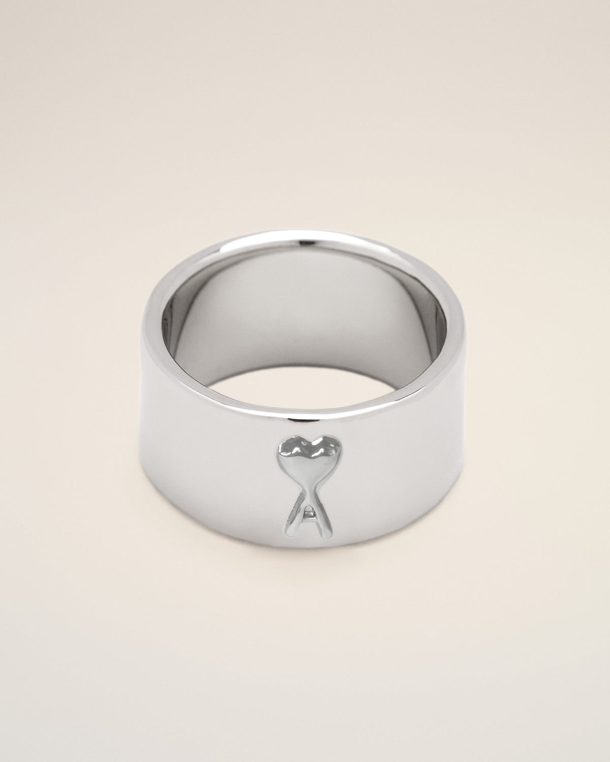Anillo Ami de Cœur de latón plateado martillado - 1