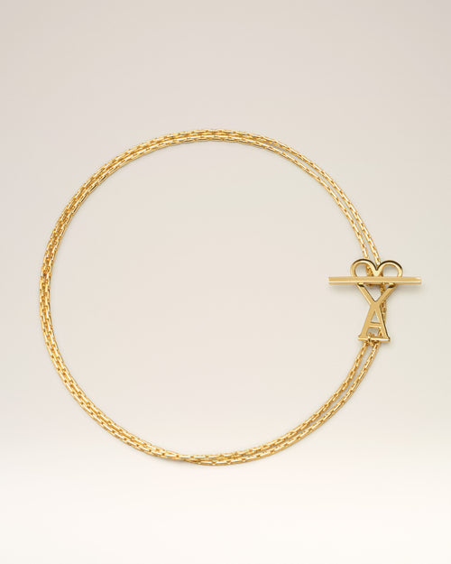 Collar de cadena 2 en 1 Ami de Cœur de latón dorado - Mujer - 5 - AMI Paris - Ami Paris