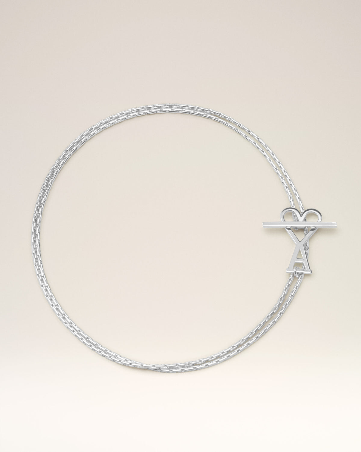 Collana a catena 2 in 1 Ami de Coeur in ottone argentato - 5