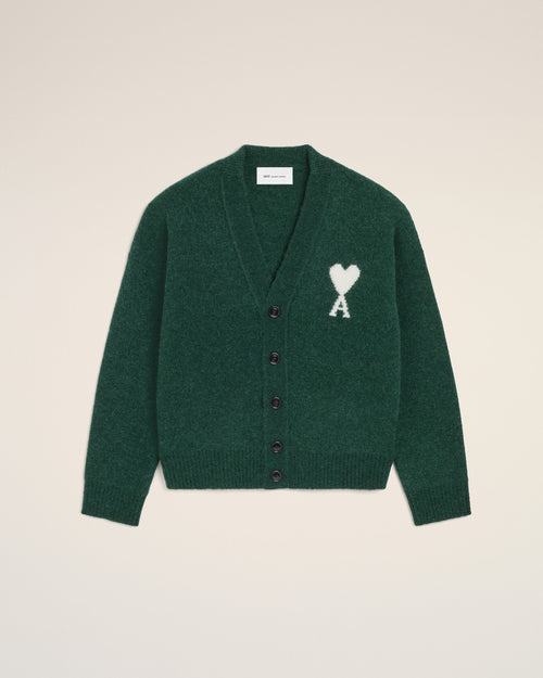                             Green alpaca cardigan with Ami de Coeur - 3                         - Ami Paris