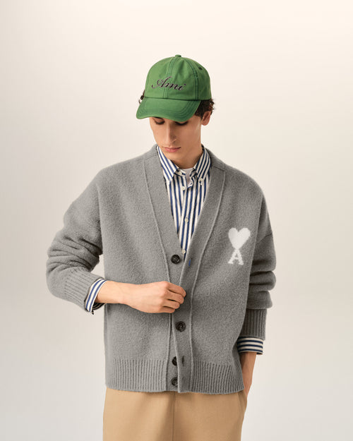 Grey alpaca cardigan with Ami de Coeur - 2 - Ami Paris
