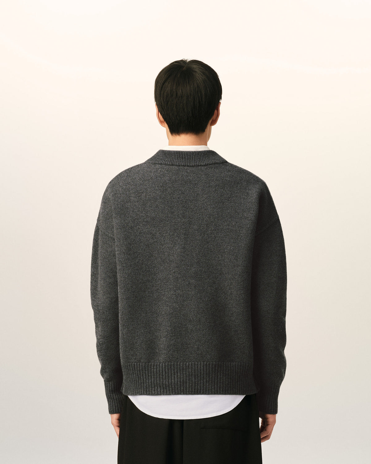 Grey wool cardigan with Ami de Coeur - 5