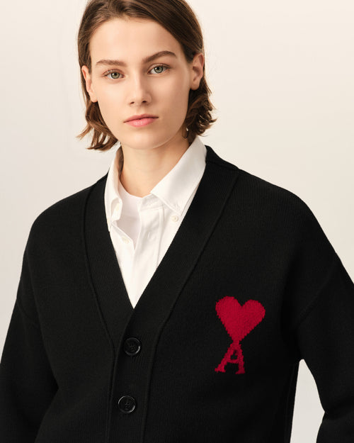 Wool cardigan with Ami de Coeur - Femme - 10 - AMI Paris - Ami Paris