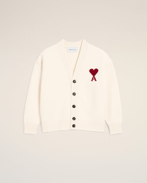                             Natural wool cardigan with Ami de Coeur - 3                         - Ami Paris