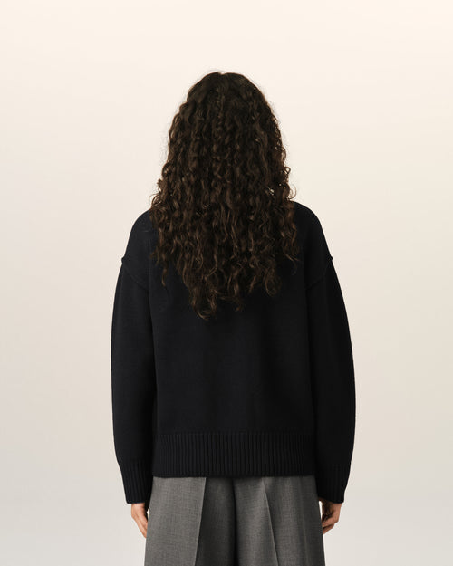 Crewneck wool cardigan with Ami de Coeur - Femme - 11 - AMI Paris - Ami Paris