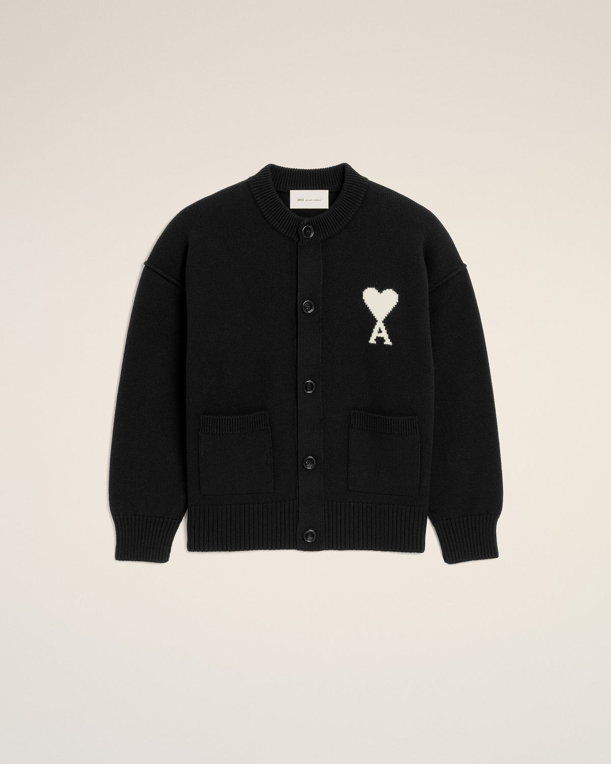 Crewneck wool cardigan with Ami de Coeur - 7