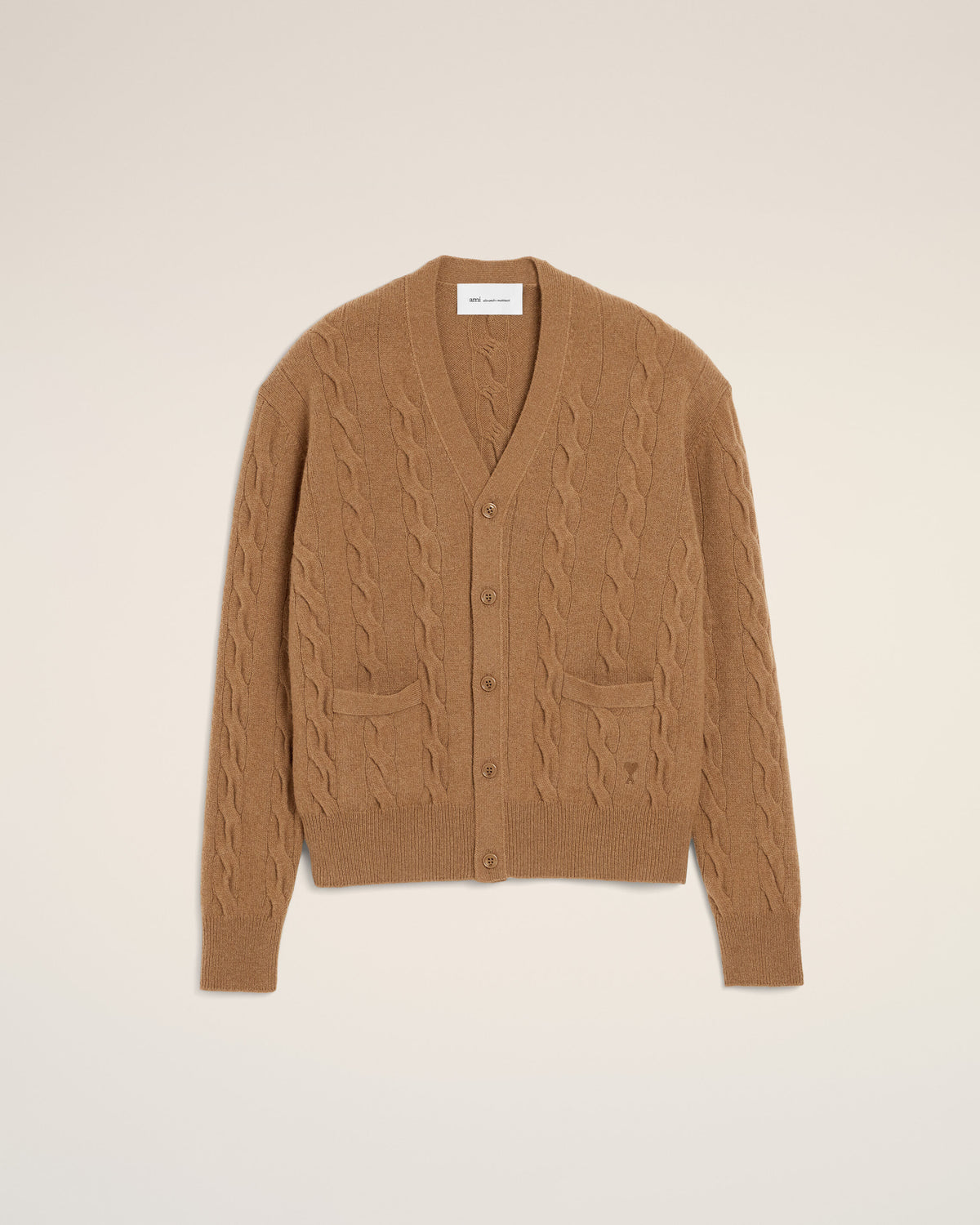 Brown cable wool cardigan - 1