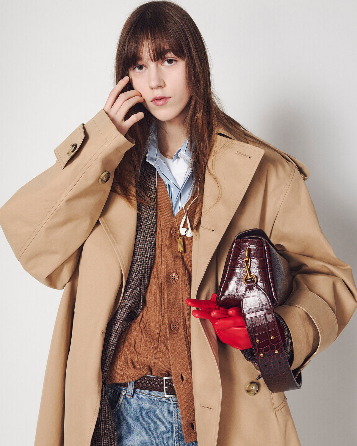 Brown cable wool cardigan - 13