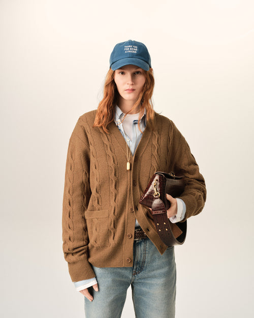                                     Brown cable wool cardigan - 3                                 - Ami Paris