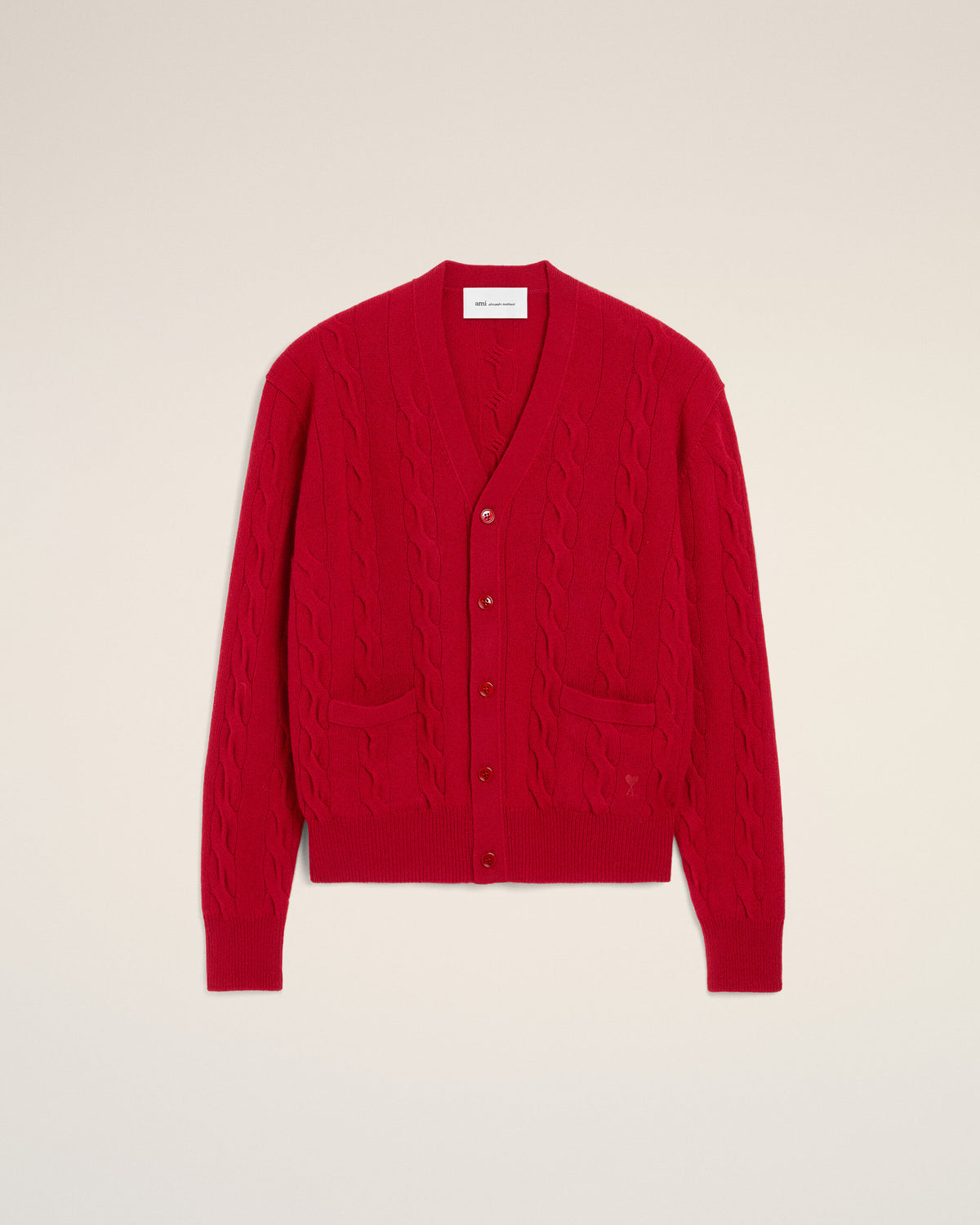 Red cable wool cardigan - 7