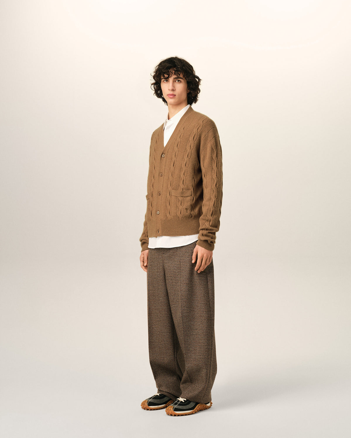 Brown cable wool cardigan - 6
