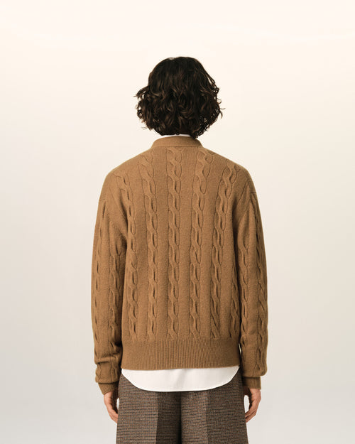 Brown cable wool cardigan - Man - 5 - AMI Paris - Ami Paris