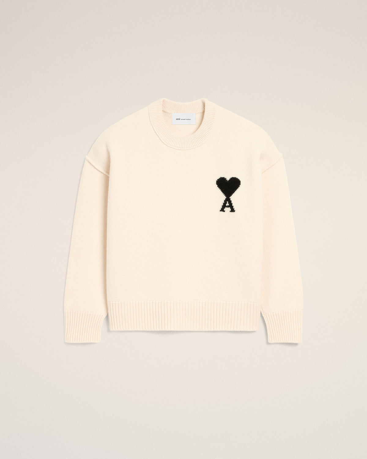 Pull Blanc Col Rond Ami De Coeur En Laine - 1