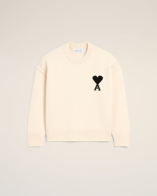 White Wool Ami De Coeur Crewneck Sweater - 1 - Ami Paris