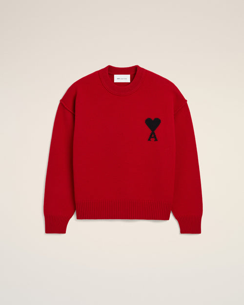                                 Red crewneck wool sweater with Ami de Coeur - 3                             - Ami Paris