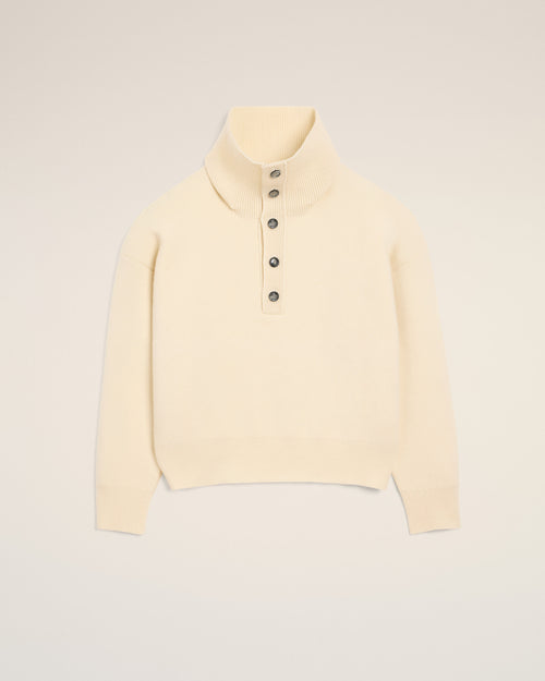 White high buttoned collar wool sweater - Man - 1 - AMI Paris - Ami Paris