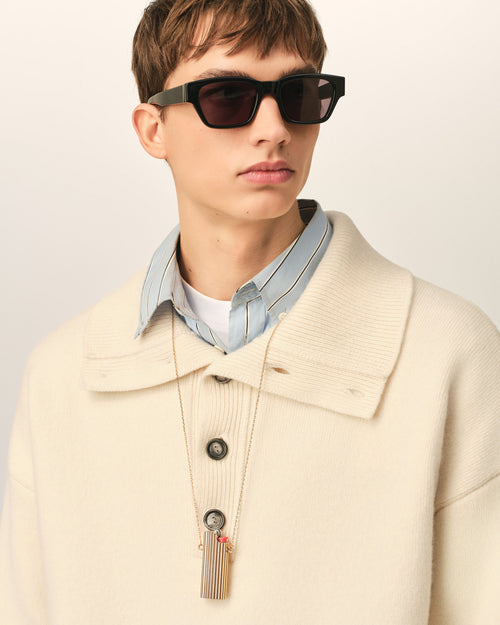 White high buttoned collar wool sweater - Man - 4 - AMI Paris - Ami Paris