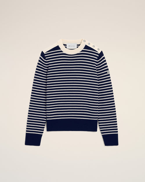Blue sailor striped wool crewneck sweater - 1 - Ami Paris