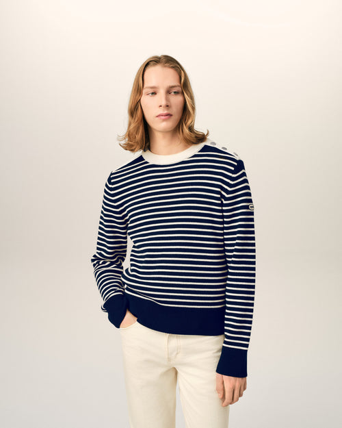 Blue sailor striped wool crewneck sweater - 2 - Ami Paris