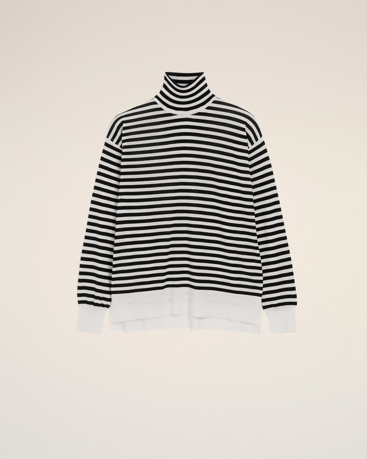 White sailor striped wool and silk turtleneck sweater - 1