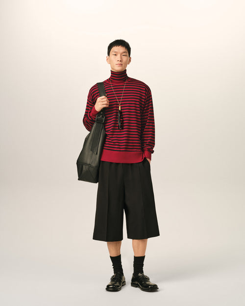 Red sailor striped wool and silk turtleneck sweater - Man - 3 - AMI Paris - Ami Paris