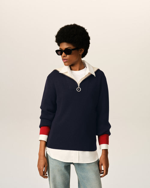 Zipped collar wool sweater - Femme - 8 - AMI Paris - Ami Paris