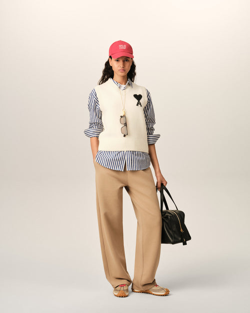 White sleeveless wool sweater with Ami de Coeur - Woman - 9 - AMI Paris - Ami Paris