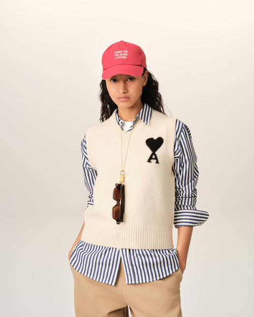 White sleeveless wool sweater with Ami de Coeur - Woman - 8 - AMI Paris - Ami Paris