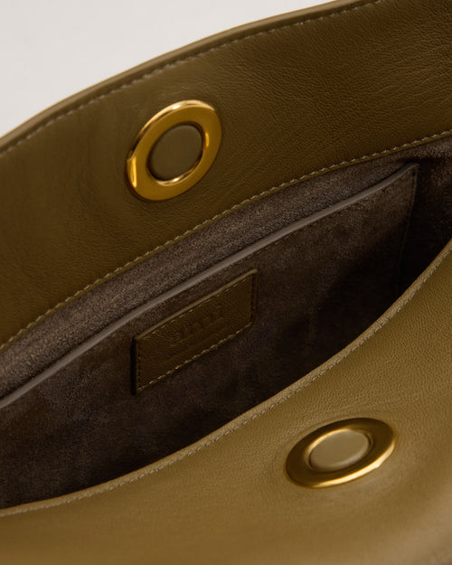 Bolso Carrousel de piel caqui - Hombre - 7 - AMI Paris - Ami Paris