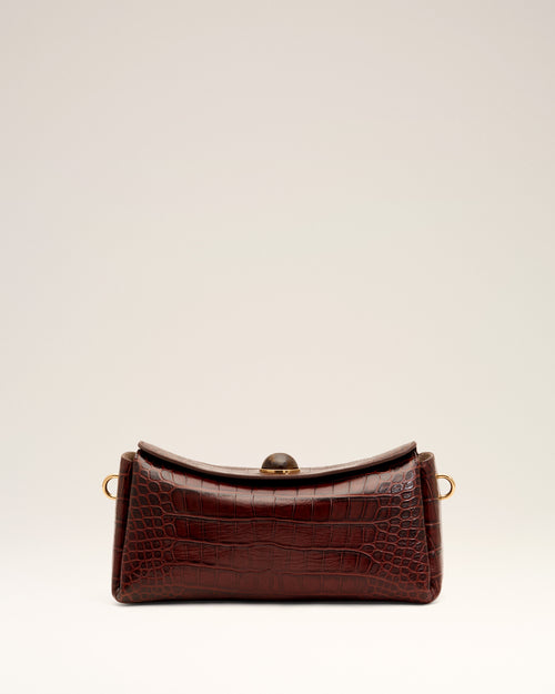 Sac Carrousel marron en cuir de veau embossé crocodile - Homme - 3 - AMI Paris - Ami Paris