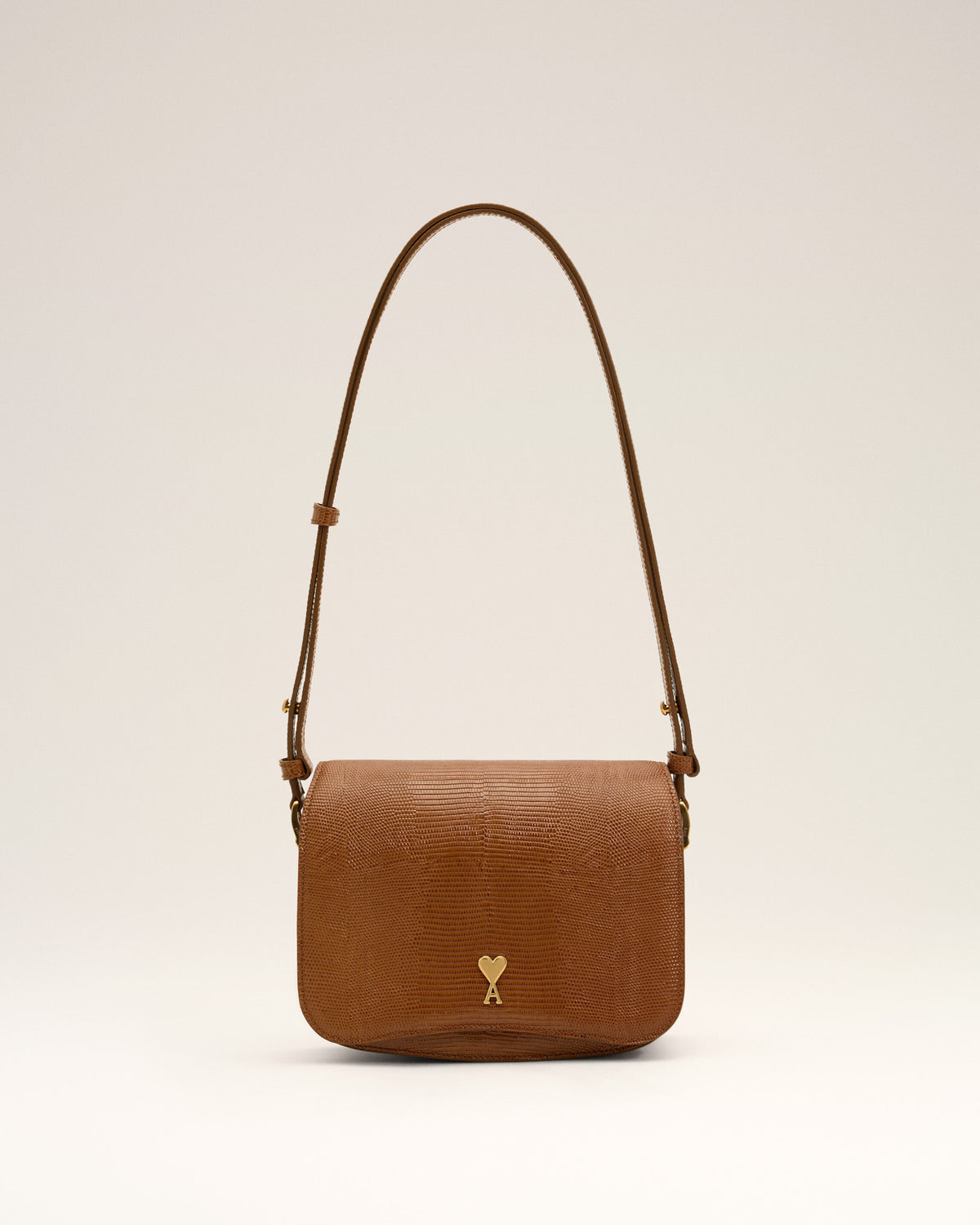 Brown lizard embossed cowhide leather Paris Paris bag - 1