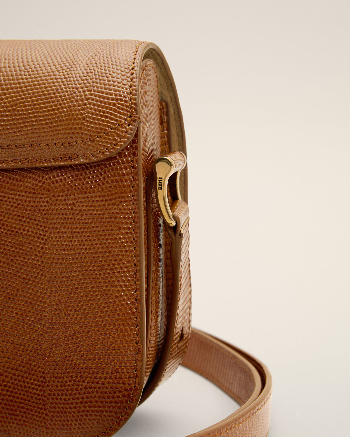 Brown lizard embossed cowhide leather Paris Paris bag - 11