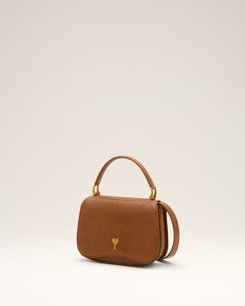 Sac porté main Paris Paris marron en cuir de vachette embossé lézard - Homme - 3 - AMI Paris - Ami Paris