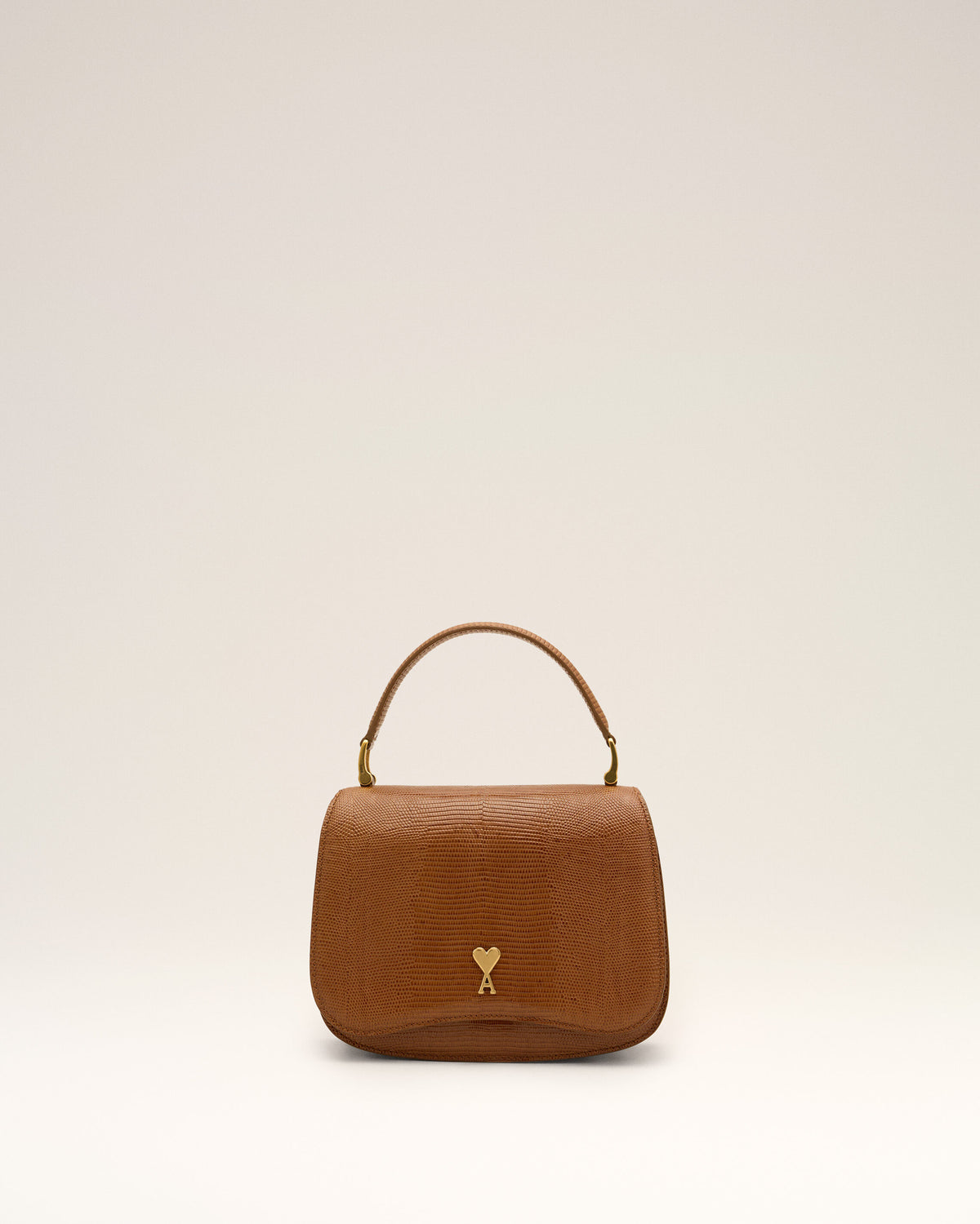 Sac porté main Paris Paris marron en cuir de vachette embossé lézard - 8