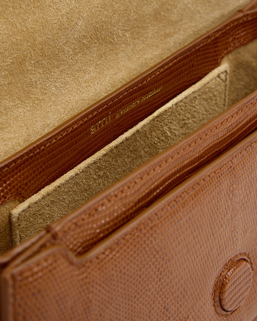 Sac porté épaule Paris Paris marron en cuir de vachette embossé lézard - Homme - 6 - AMI Paris - Ami Paris
