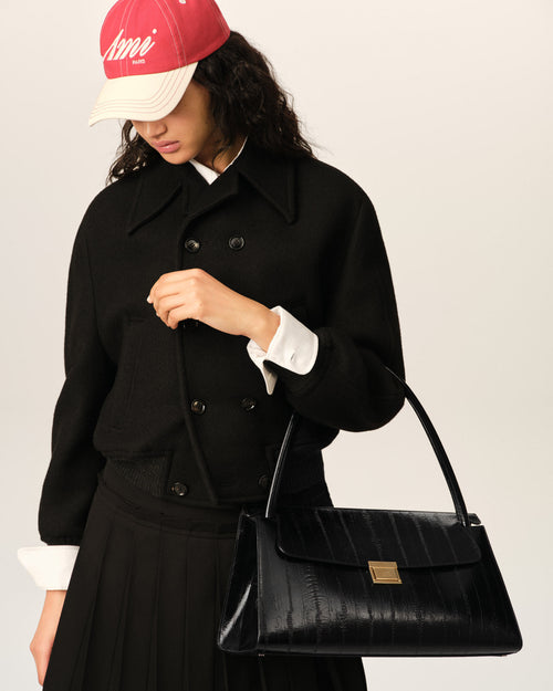 Sac Mimi noir en cuir de veau - Femme - 8 - AMI Paris - Ami Paris